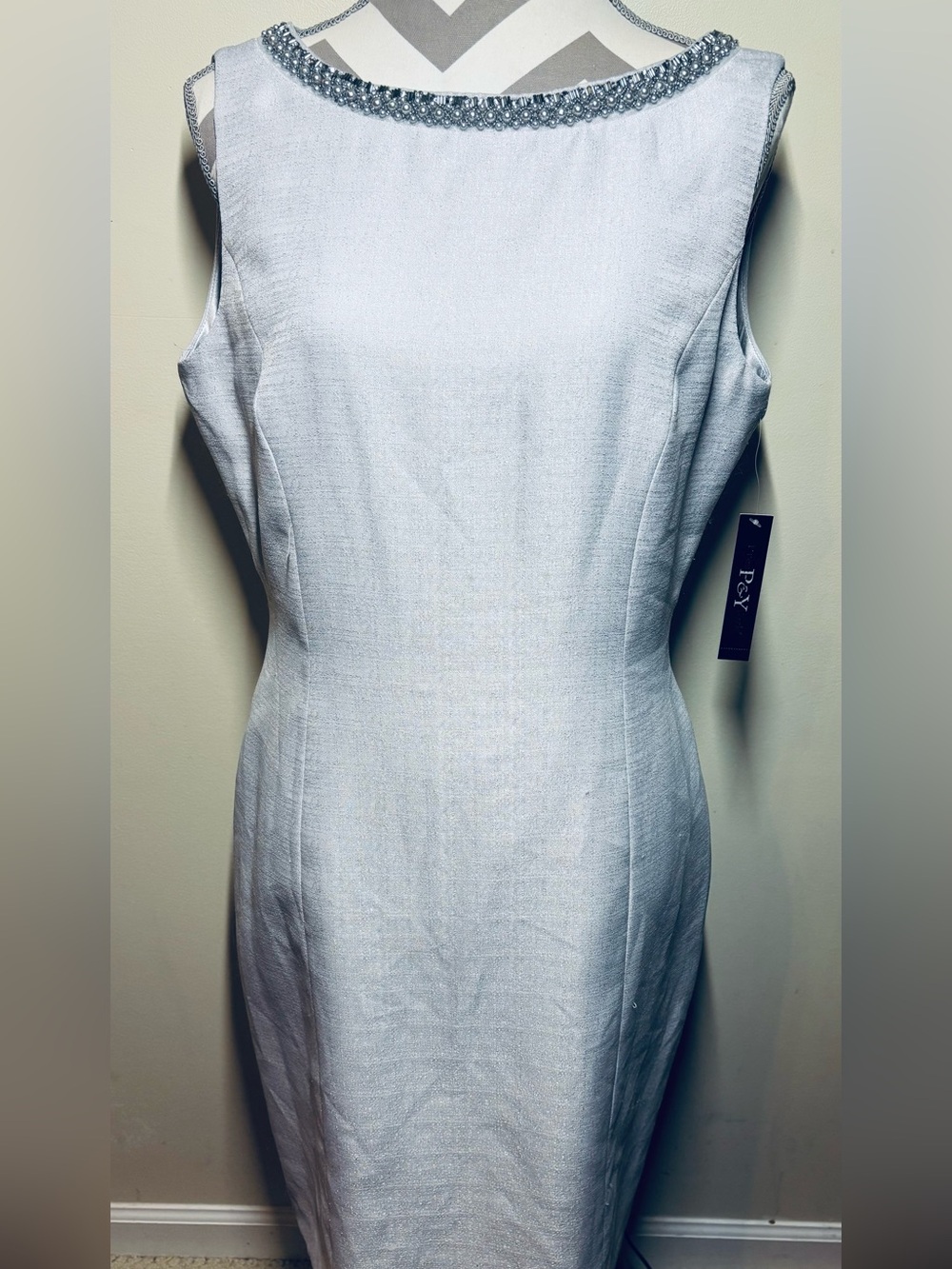 Sleeveless Sheath Dress in silver